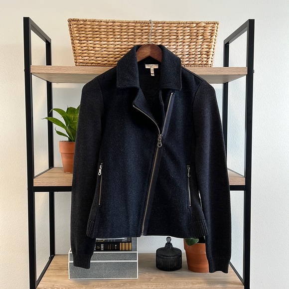 Joie Jackets & Blazers - Joie Sweater Knit Wool Blazer Asymmetrical Zip Jacket Shacket, S
